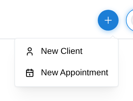 The + menu in the top bar with New Client