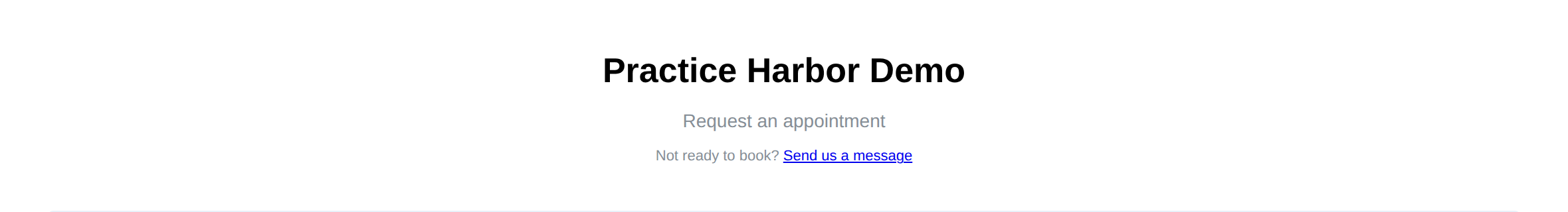 The booking page's "Not ready to book? Send us a message" link