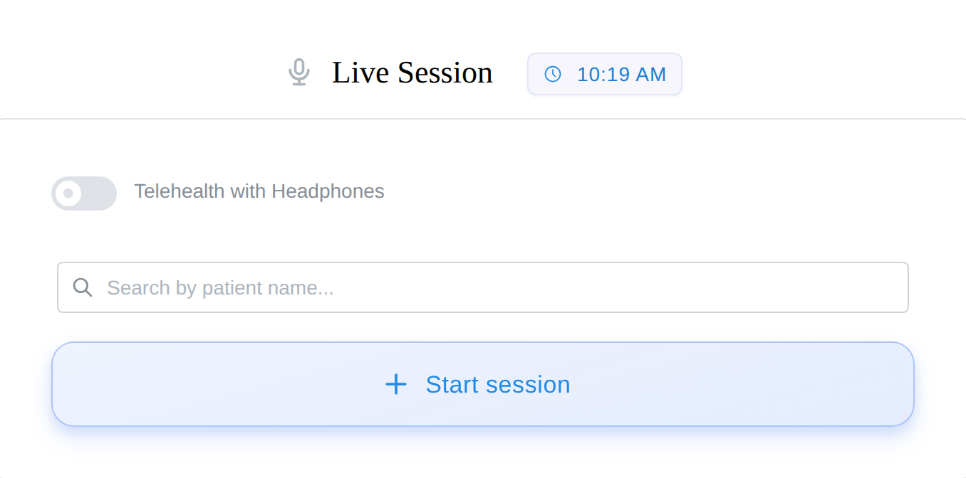 The Live Session page