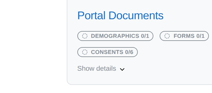 The Portal Documents card tracking intake completion