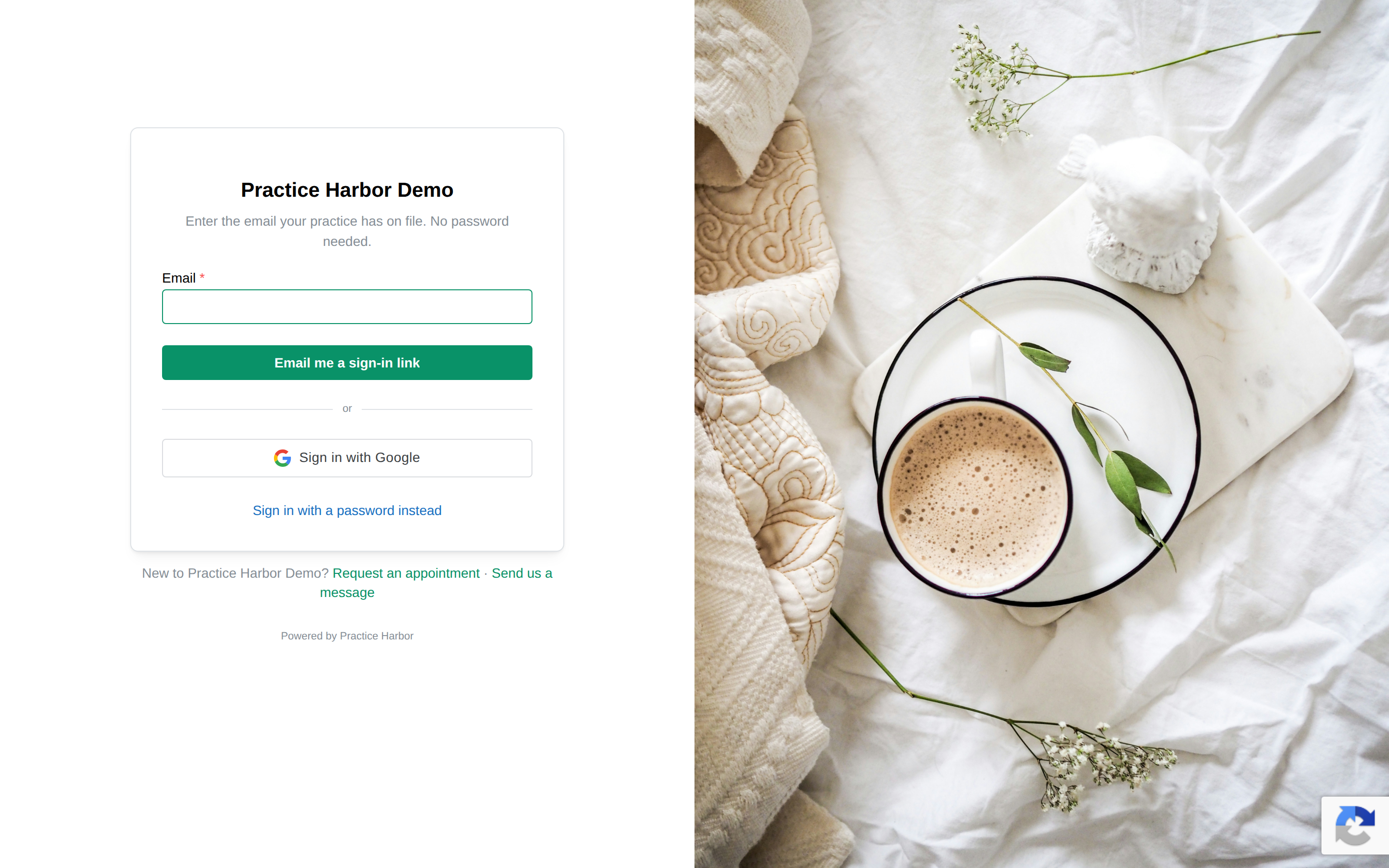 The client portal sign-in page